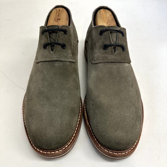 EXCELLENT Rancourt & Co. x Helm Benson Derby Suede Gray /. Olive Green Plain 9.5 - Picture 3 of 13
